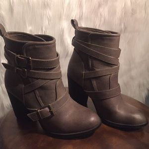 Taupe mid length booties